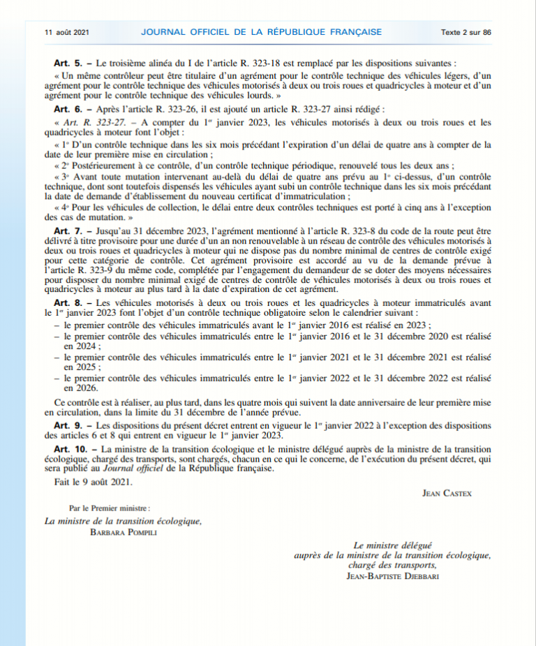 Le Contrôle Technique Moto Obligatoire Dici 2023 Le Décret Publié Au